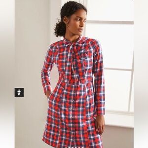 Boden Elspeth shirt dress red blue plaid sz 8p
